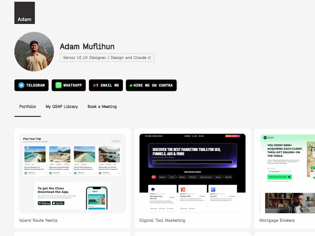 Cover image for Adam Muflihun - Webflow Designer x Product Designer