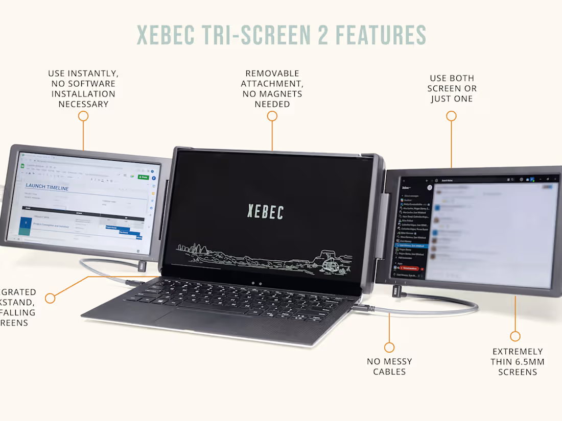 Cover image for Xebec Tri-Screen | Portable Laptop Workstation