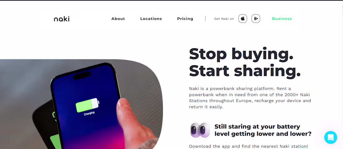 Cover image for Naki: Web Design for a Powerbank Startup