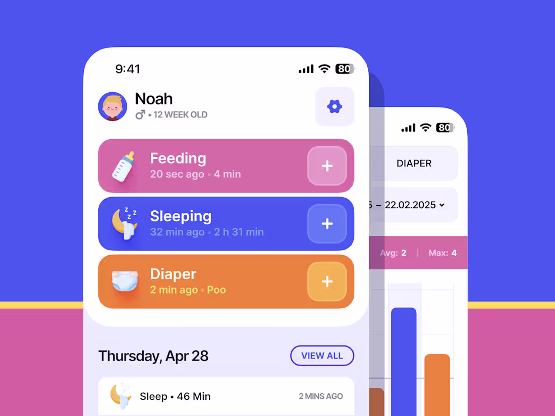 Cover image for Baby Tracker | iOS Mobile App | UI/UX + App Store Assets