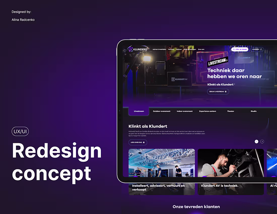 Cover image for Redesign concept for audiovisual solutions company