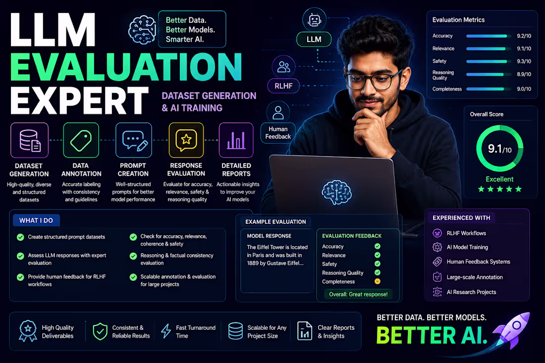 Cover image for LLM Evaluation Expert | Dataset Generation & AI Training