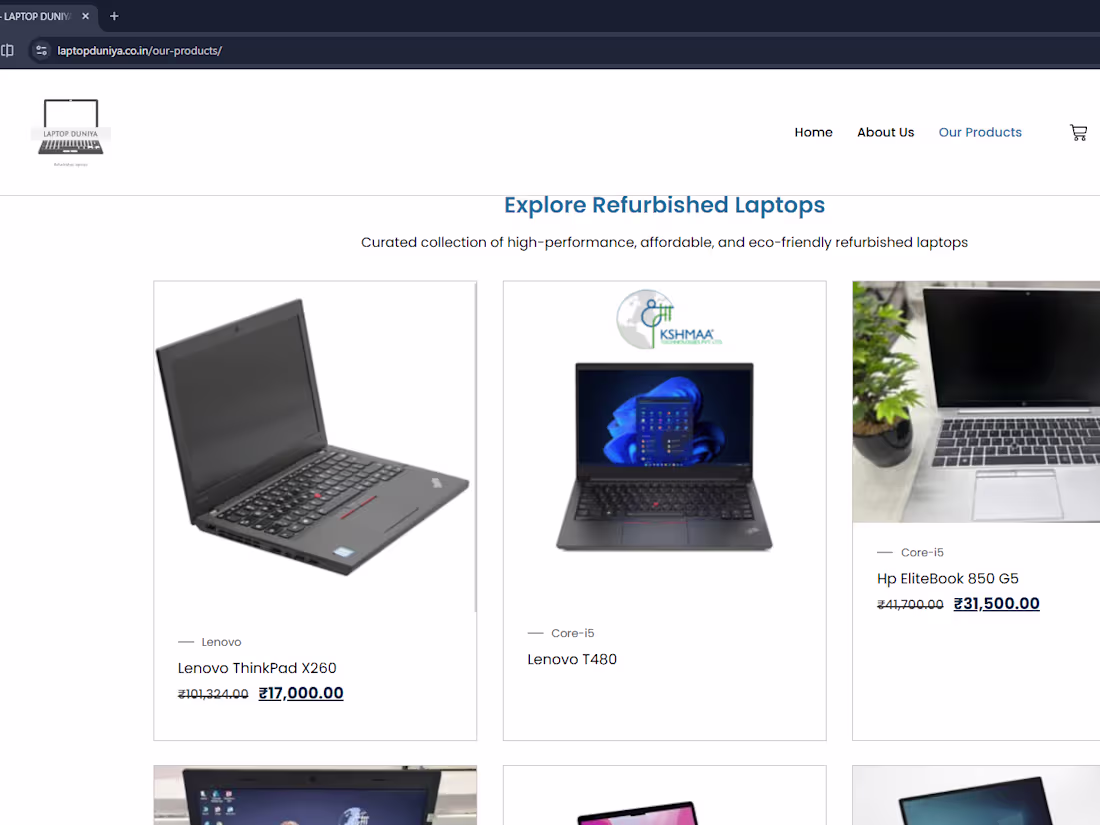 Cover image for Project Title:
Laptop Duniya – Refurbished
