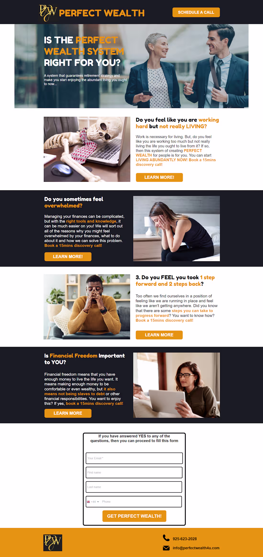 Cover image for Perfect Wealth Landing Page for a client