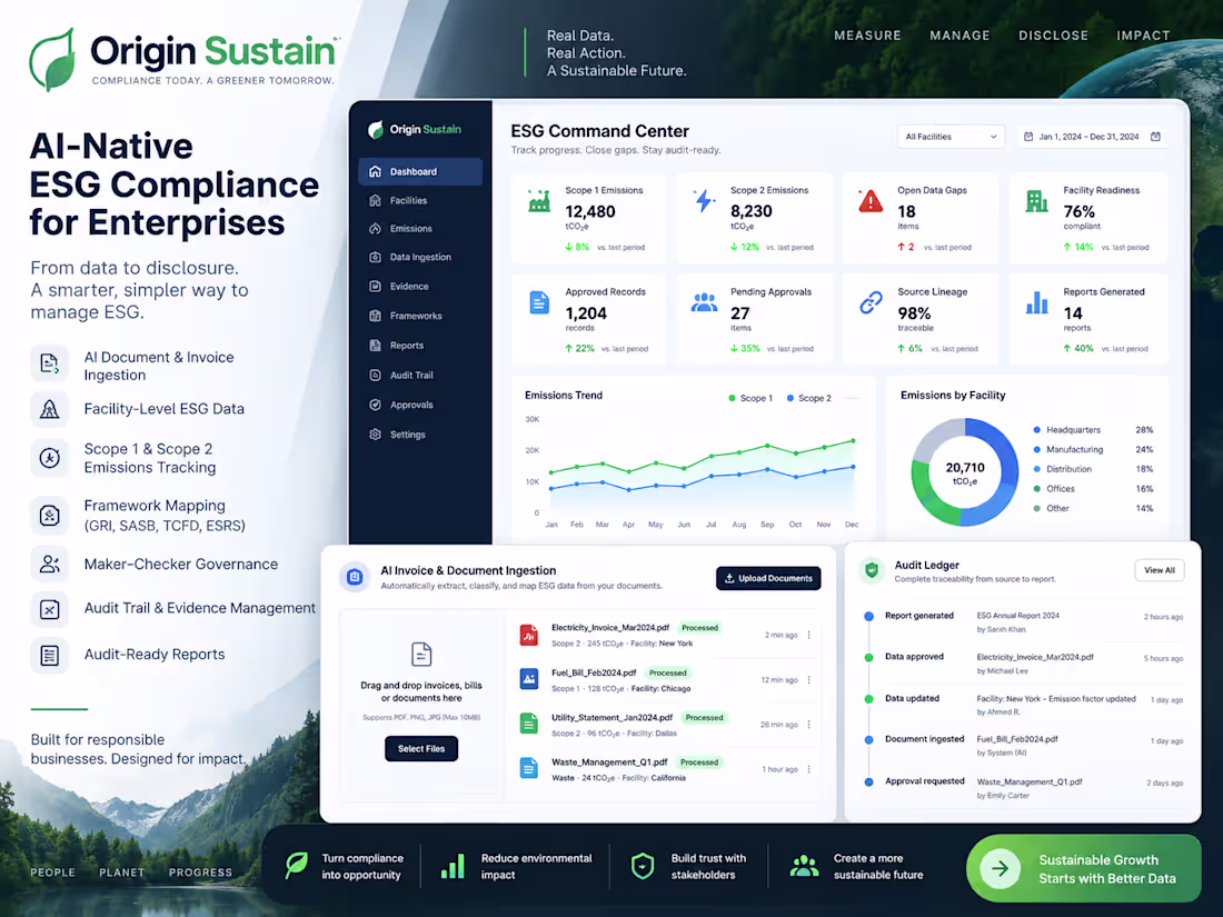 Cover image for OriginSustain - Multi-Tenant ESG & GRI Reporting SaaS