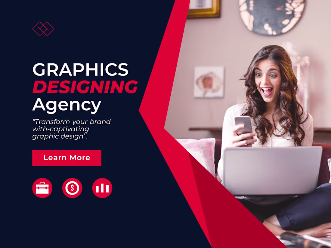 Cover image for "Transform your brand with captivating graphic design.'' 