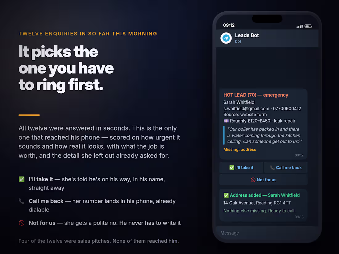 Cover image for Instant reply and alerts for website leads