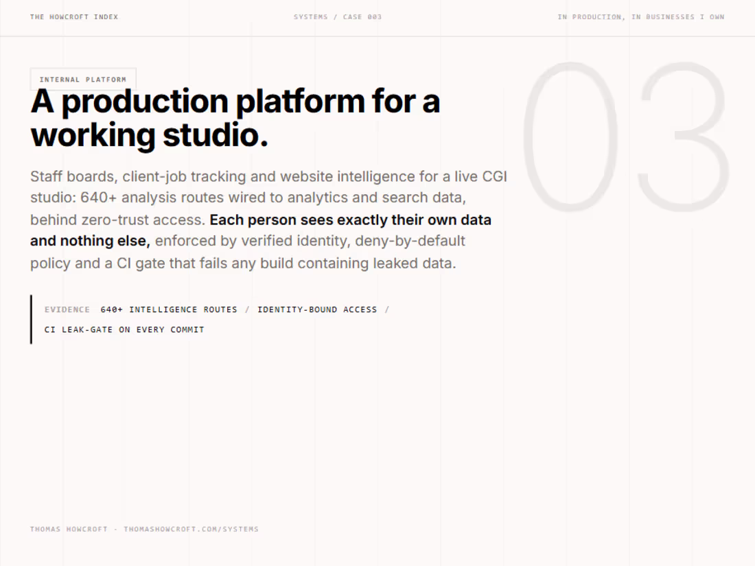 Cover image for A production platform for a working studio
