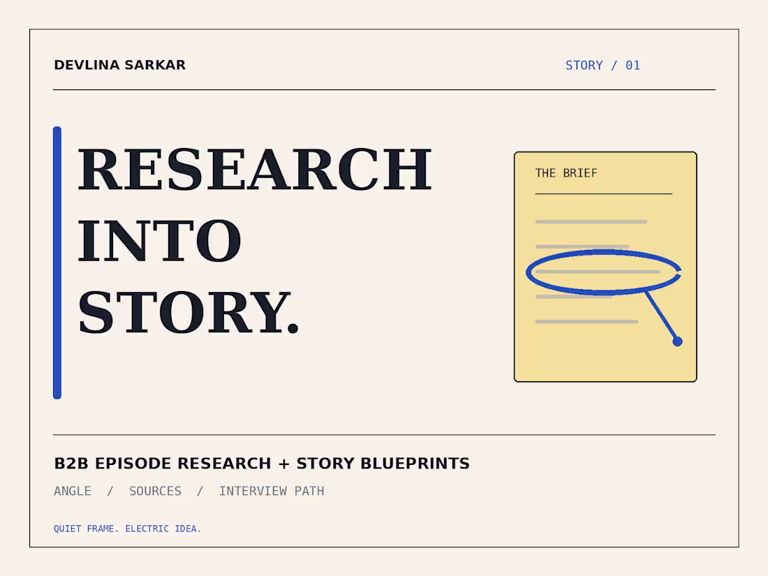 Cover image for B2B Podcast & Video Episode Research + Story Blueprint