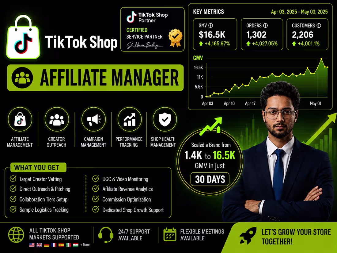 Cover image for TikTok Shop Affiliate Manager & Creator Outreach Management
