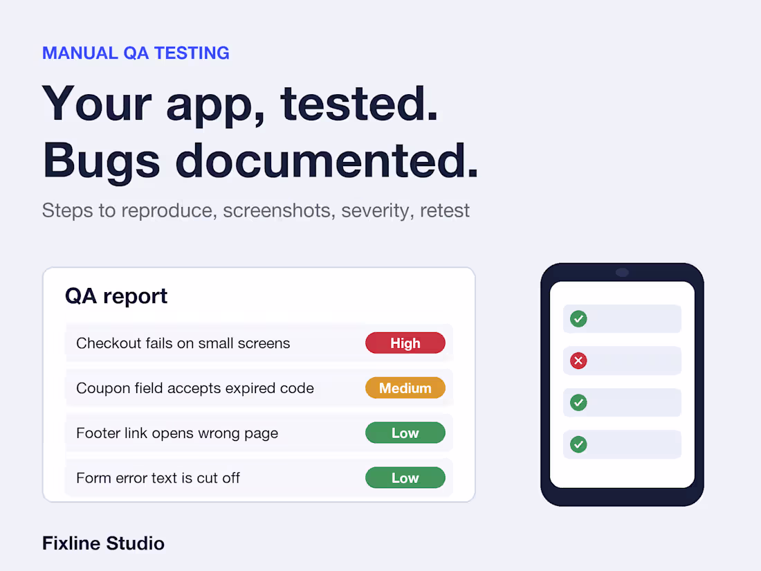 Cover image for Website or web app manually tested, with a clear bug report