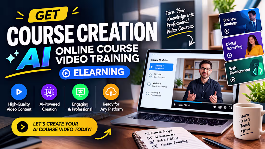 Cover image for get course creation ai online course video training elearning