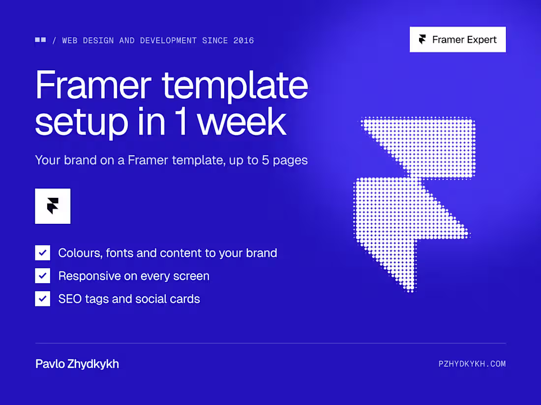 Cover image for Framer Template Setup & Customization in 1 Week