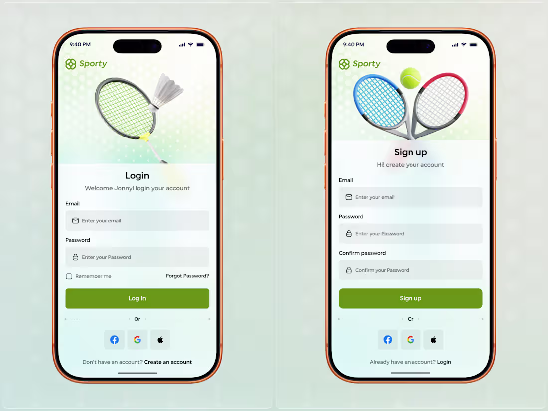 Cover image for Login & Sign-Up Screen UI – Tennis & Badminton Court Booking...