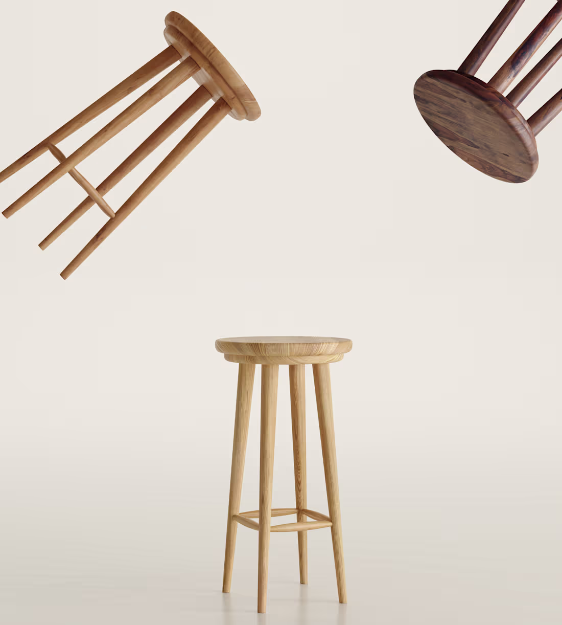 Cover image for wooden stool with 3 finishes
