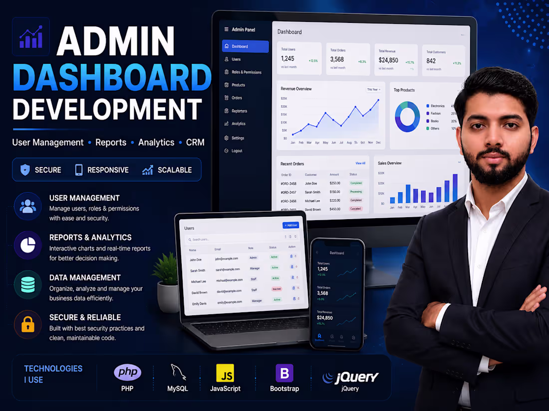 Cover image for Admin Dashboard & Management System Development