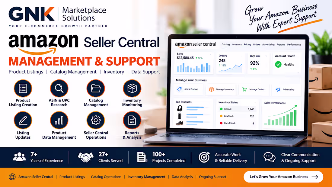 Cover image for Amazon Seller Central Management & Support