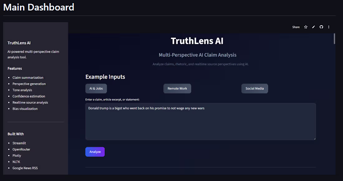Cover image for TruthLens AI is an AI-powered