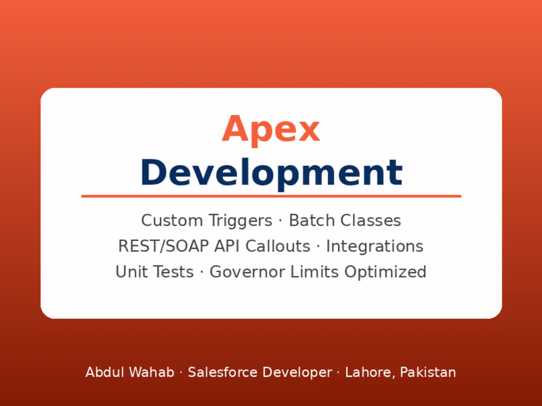 Cover image for Apex Development & Custom Logic