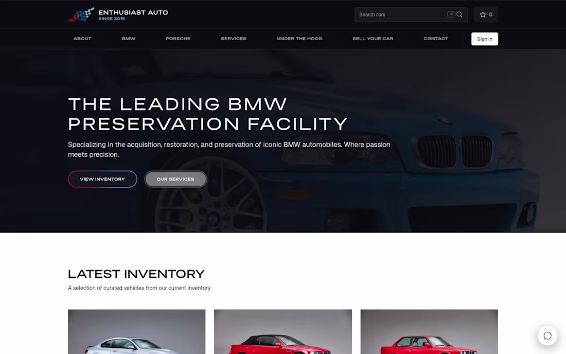 Cover image for Enthusiast Auto Group — Webflow to Next.js Rebuild