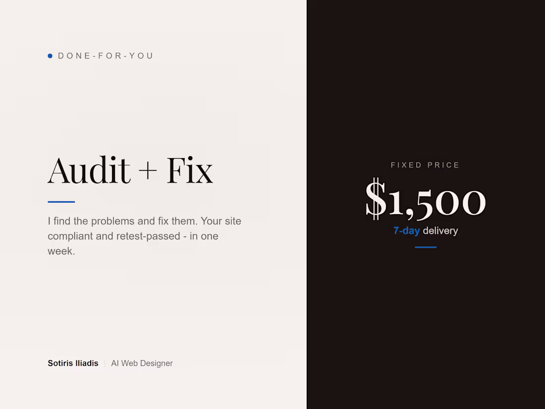 Cover image for Accessibility Audit + Fix - Compliant Site in 7 Days