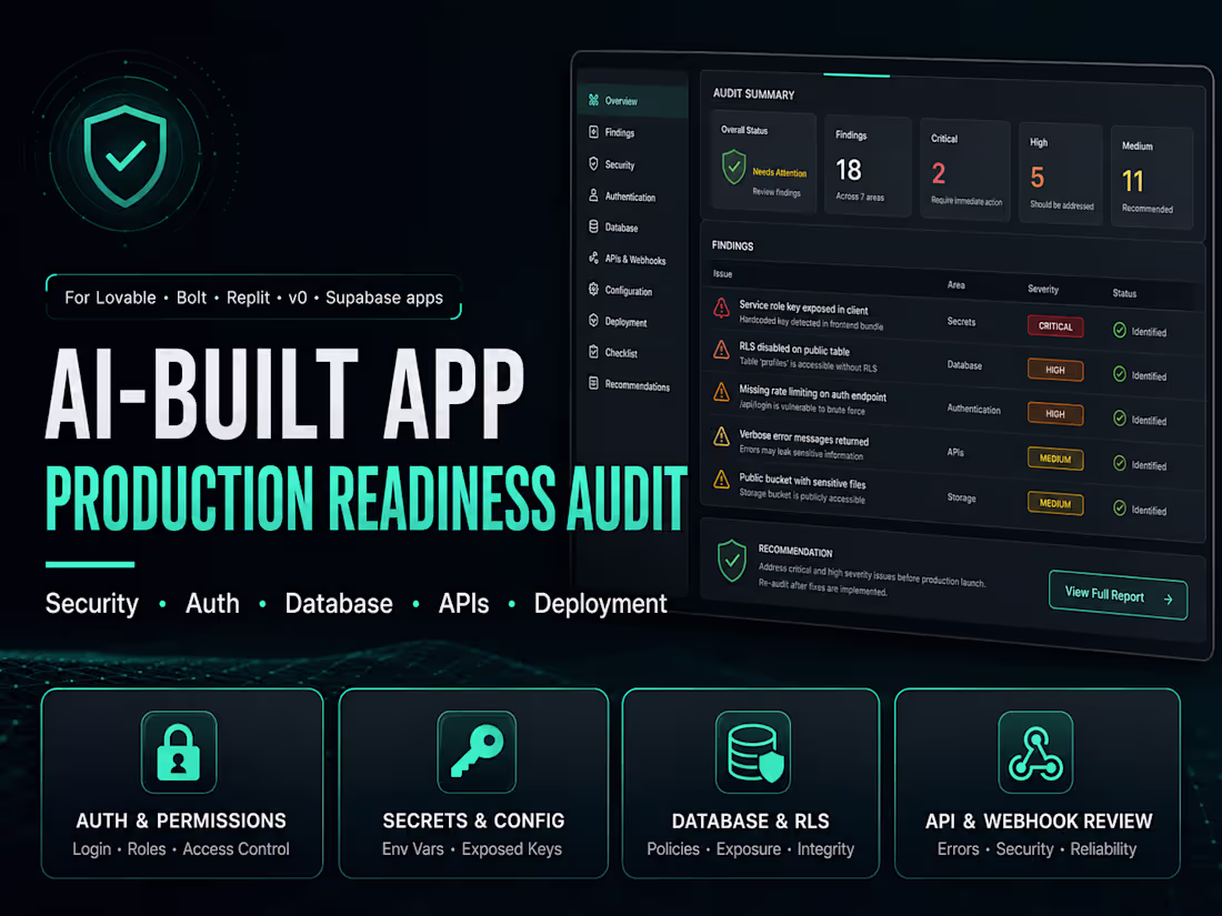 Cover image for AI-Built Web App Production Readiness Audit