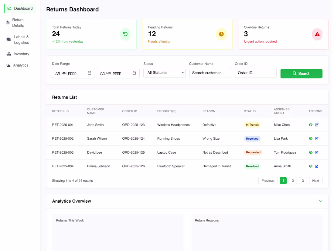 Cover image for Returns Management System for E-commerce stores