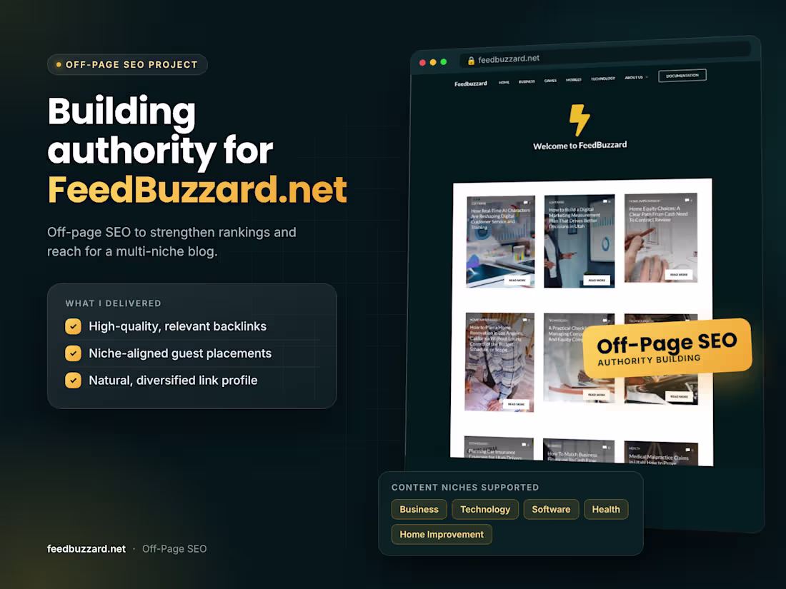 Cover image for Off-Page SEO & Authority Building for FeedBuzzard.net
