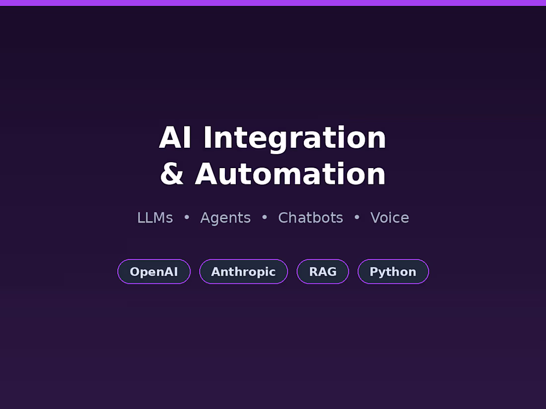 Cover image for AI Integration, Automation & Data Engineering
