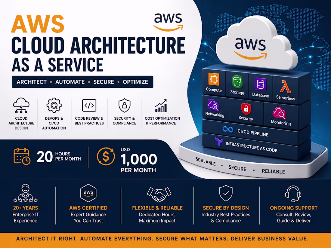 Cover image for AWS Cloud Architecture, DevOps & Security Advisory (20 hrs/month
