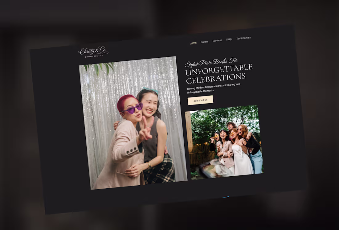 Cover image for Christy & Co photo booths website design