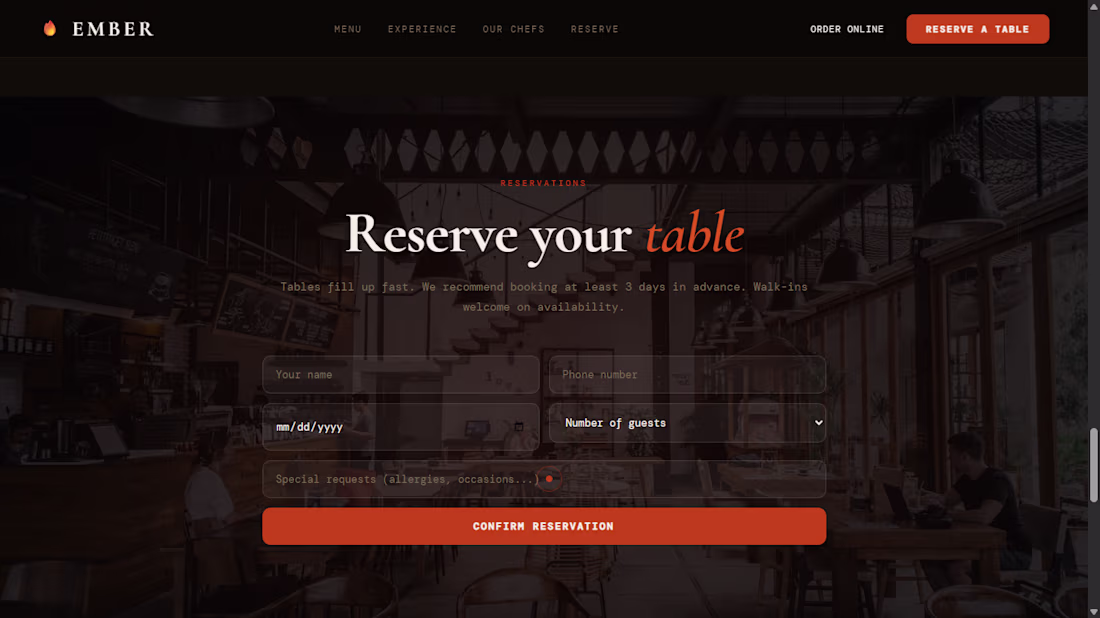 Cover image for Premium Restaurant Website