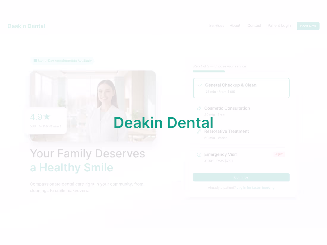 Cover image for Deakin Dental — Patient Portal Design