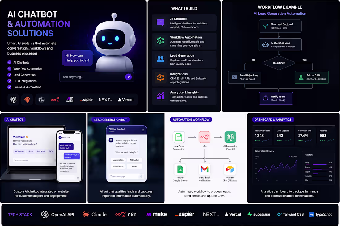 Cover image for AI Customer Support Chatbot for Business Website