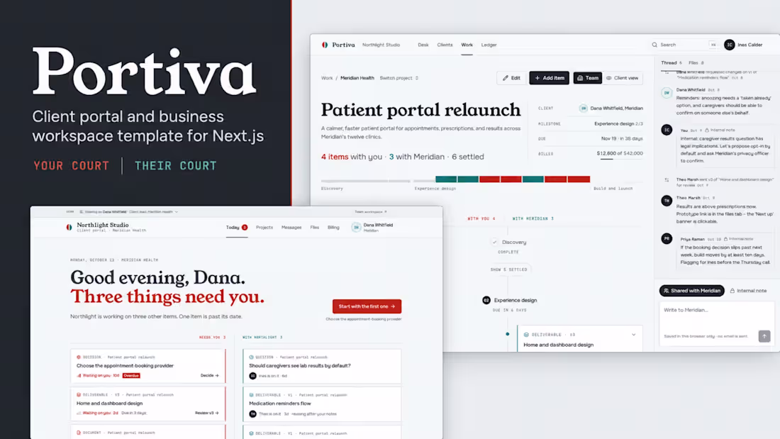 Cover image for Portiva — Client Portal & Business Workspace (Concept Template)
