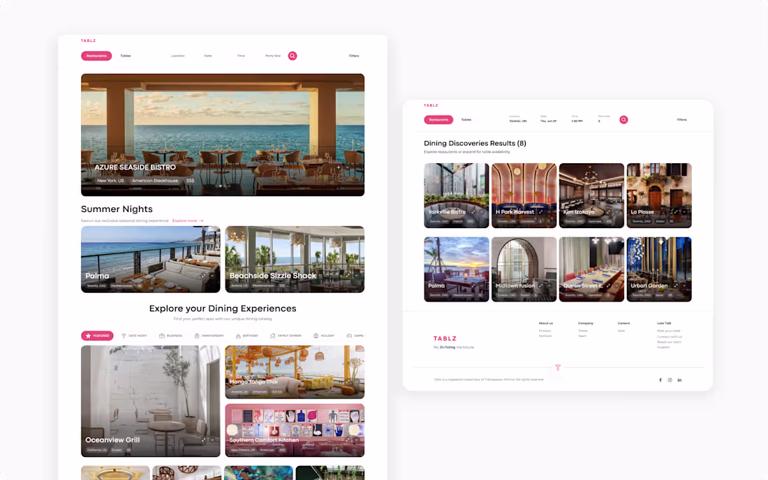 Cover image for Tablz's Restaurant Discovery Portal