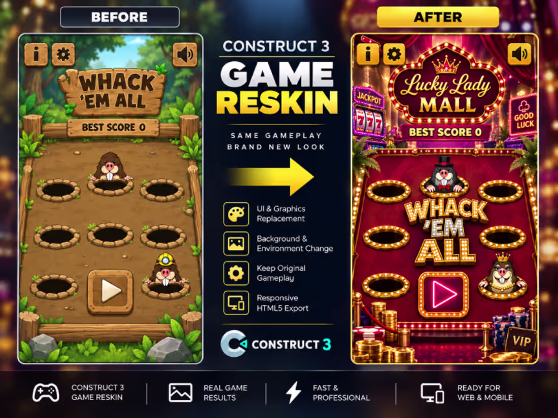 Cover image for I will reskin and customize your Construct 3 game