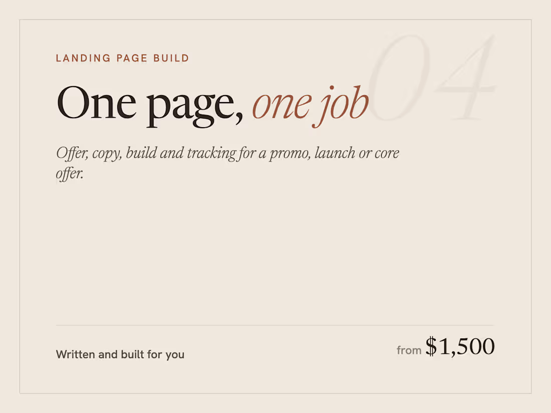 Cover image for Landing Page Build for a Promo, Launch, or Offer