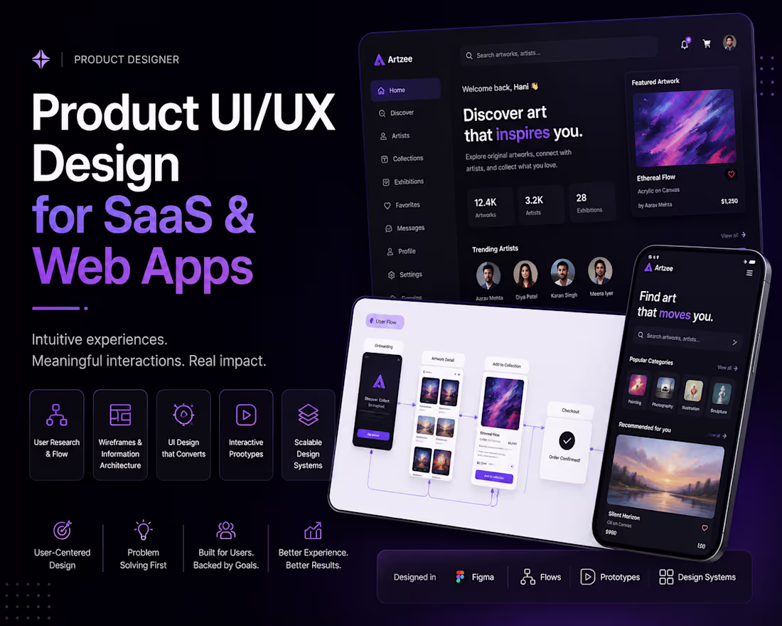 Cover image for Product UI/UX Design for SaaS & Web Apps