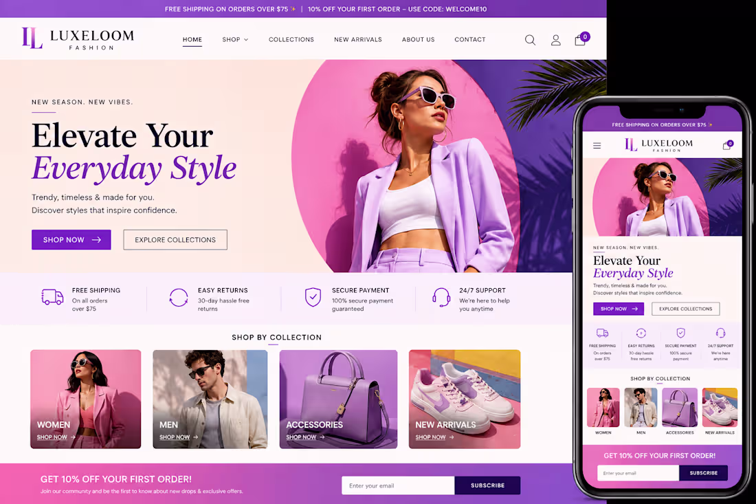 Cover image for LuxeLoom Fashion Store Design
Designed a