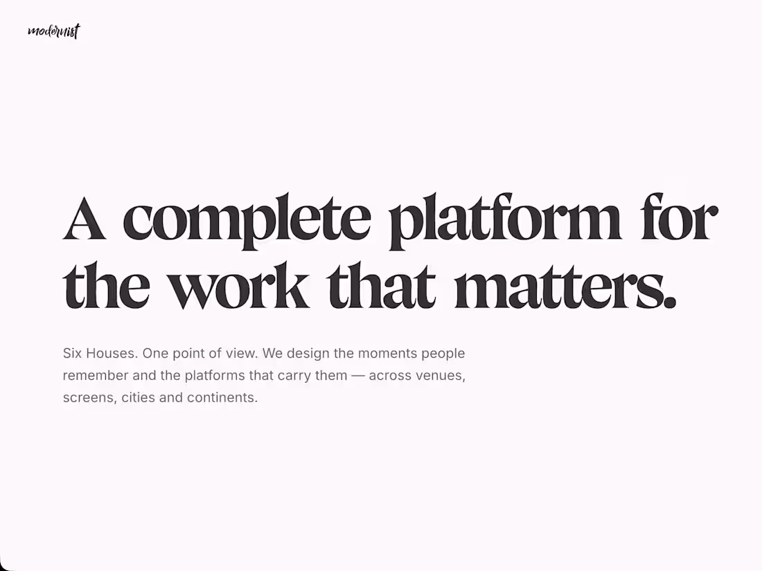 Cover image for Modernist — Creative Agency Platform
Corporate