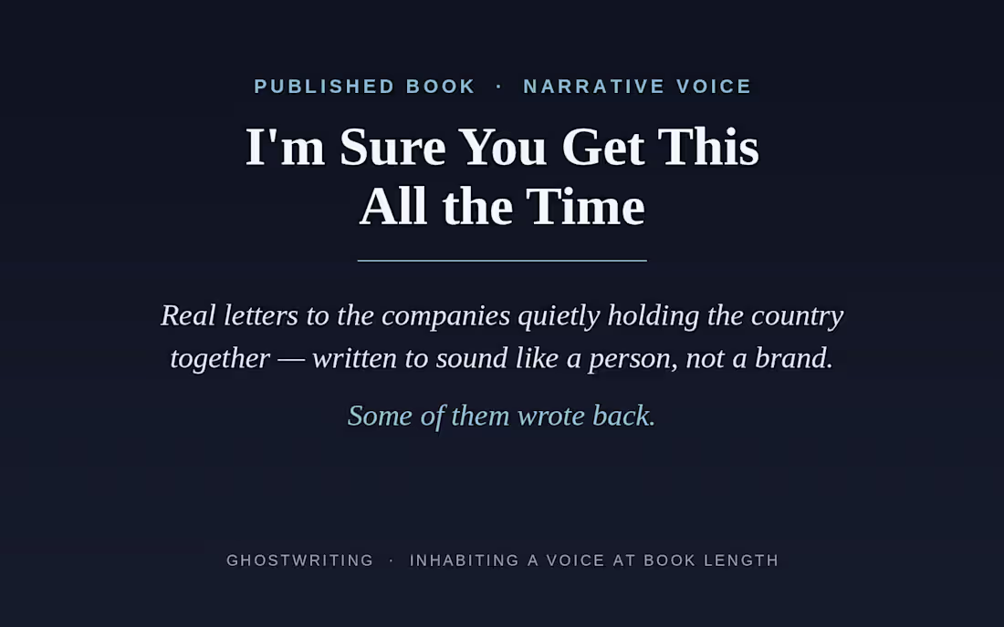 Cover image for I'm Sure You Get This All the Time — Letters Series