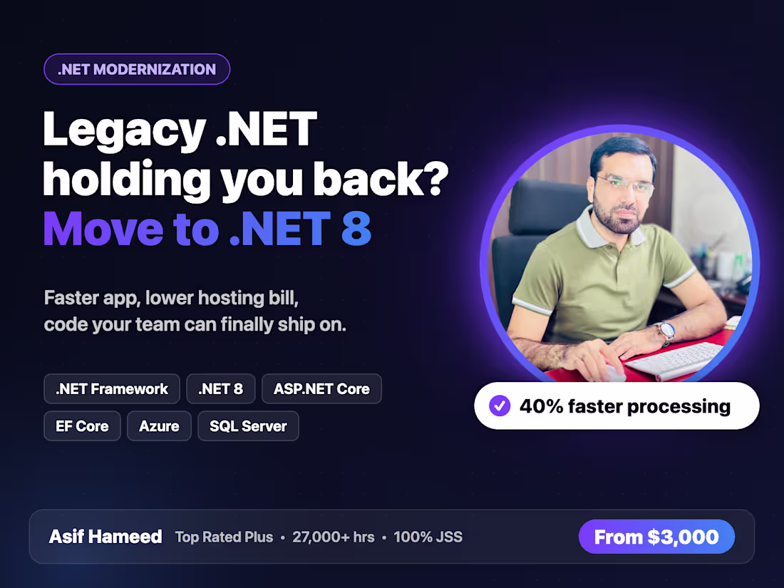 Cover image for .NET Framework to .NET 8 Migration & Modernization