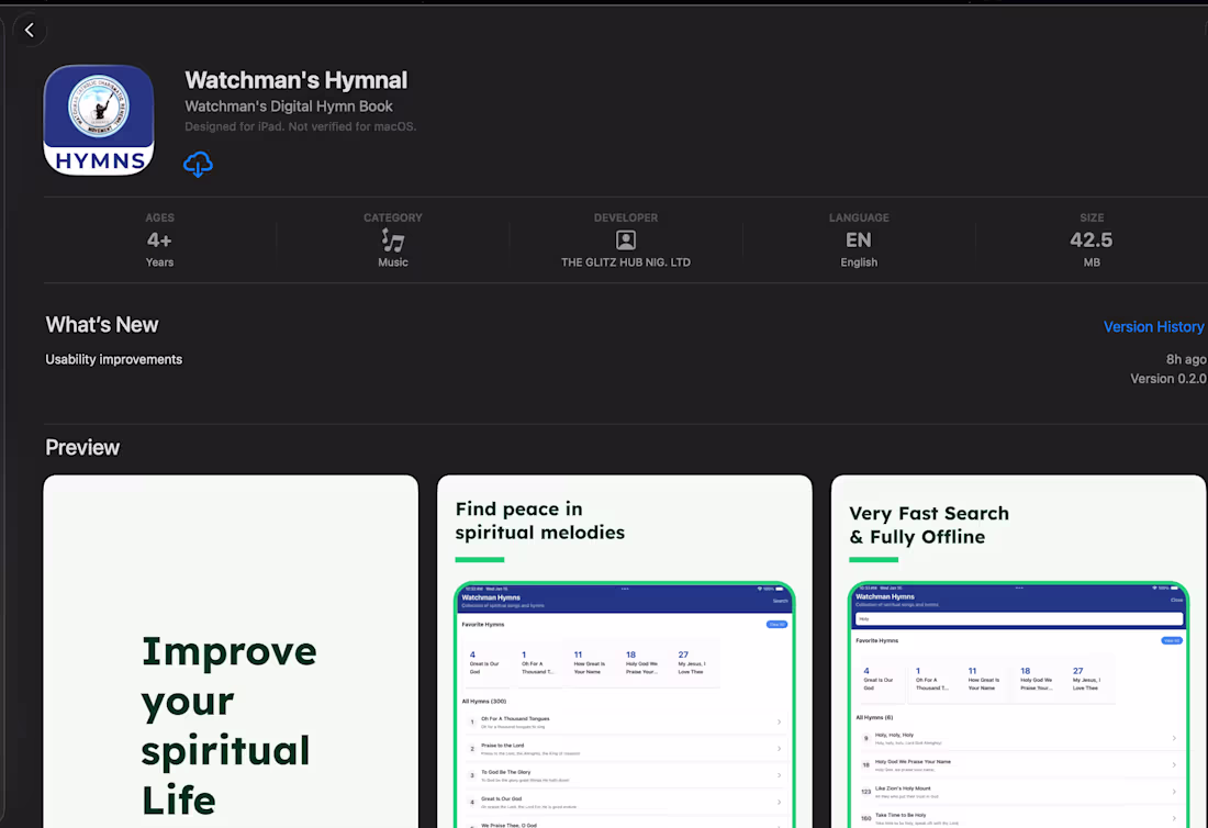 Cover image for Watchman's Hymnal: A Digital Hymn Book App