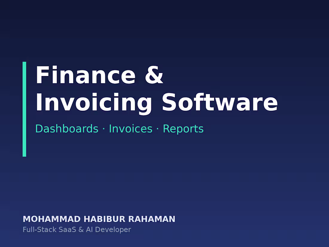Cover image for Finance & Invoicing Dashboard Software