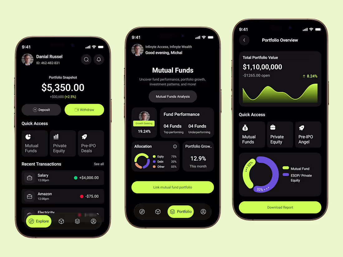 Cover image for WealthMate – Modern Investment & Portfolio Tracker UI Hello,...