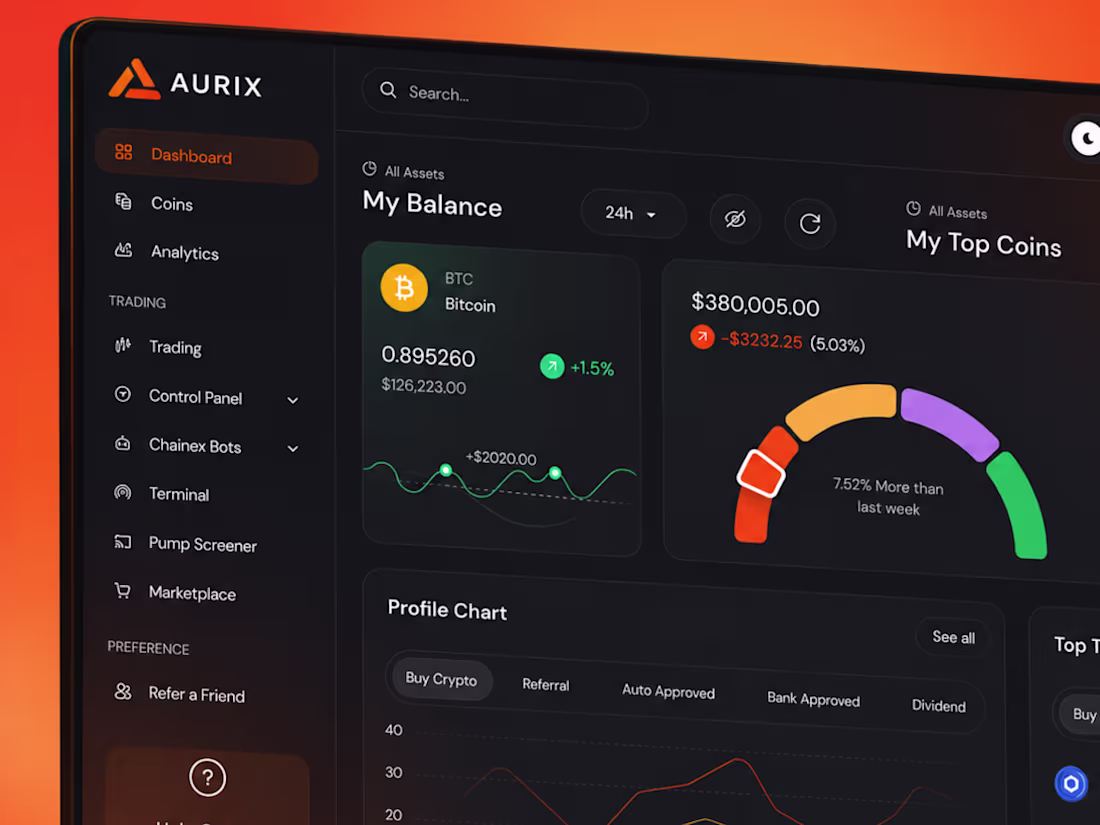 Cover image for Designed a modern crypto dashboard