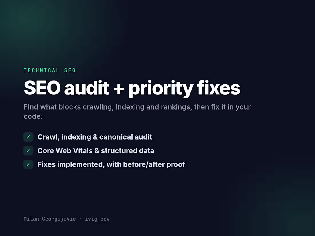 Cover image for Technical SEO Audit + Priority Fixes