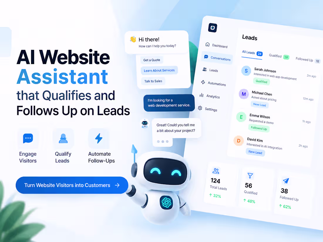 Cover image for AI Website Assistant that Qualifies and Follows Up on Leads