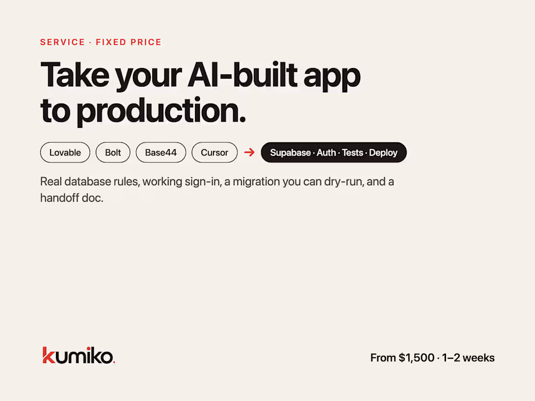 Cover image for Take your AI-built app to production